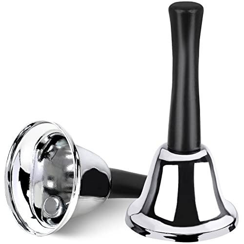 2 Pack Hand Bell Silver Steel Ringing Bell Classroom Dinner Service Call Bell