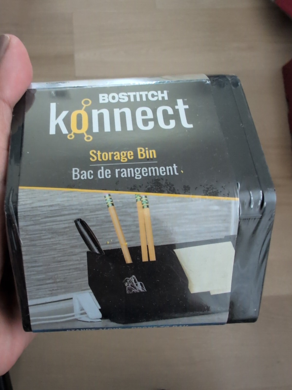 BOSTITCH KONNECT 1 Piece Set-Sticky Note Holder + 3 Storage Bins NEW Black