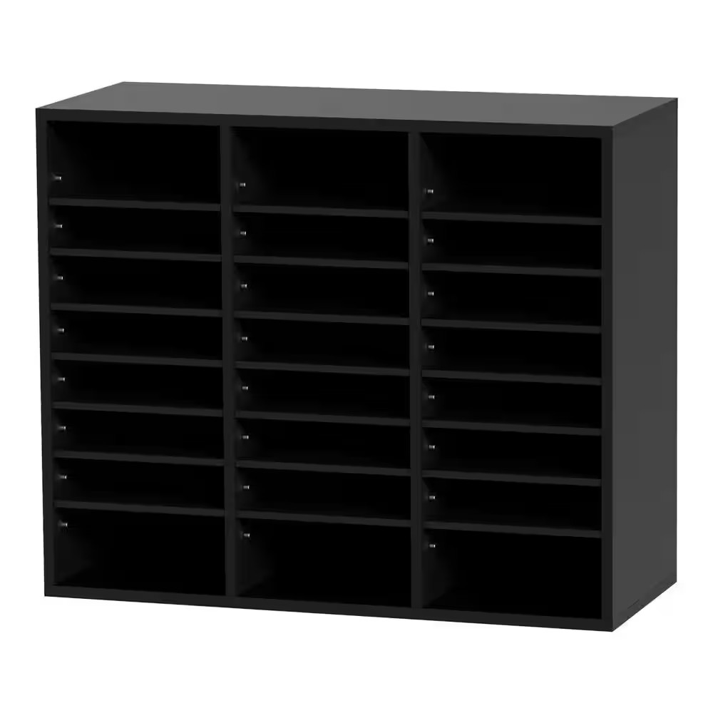 Wood Literature Organizer, 24 Compartments, 12 In. File Sorter with Removable Sh