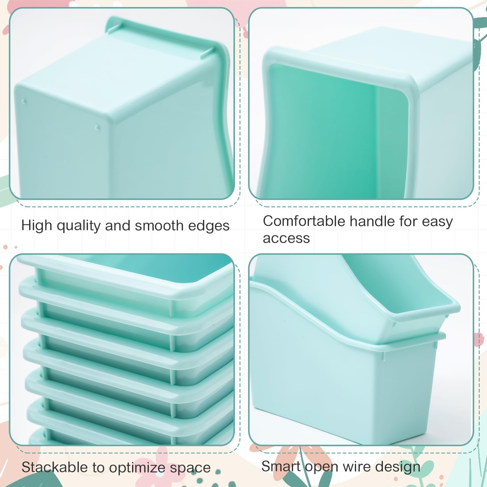12 Pcs Book Bin for Classroom with Labels Stackable Plastic Organizing Bins 1…