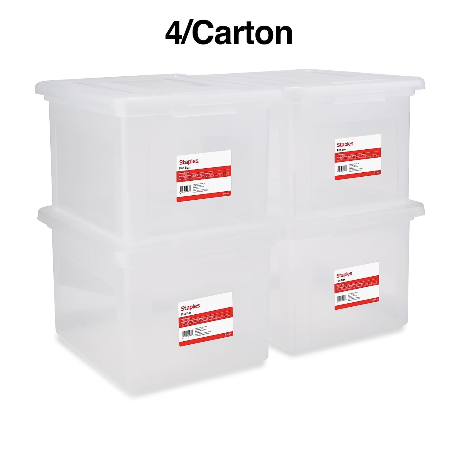 STAPLES Hanging File Folder Box, Storage Bin Organizer, Snap 1 Pack, Clear