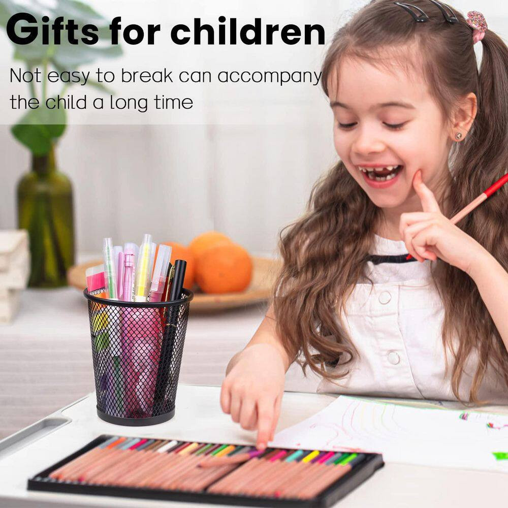 6 Pack Black Mesh Metal Pencil Holder Rustproof Spray Paint Smooth Edges Office