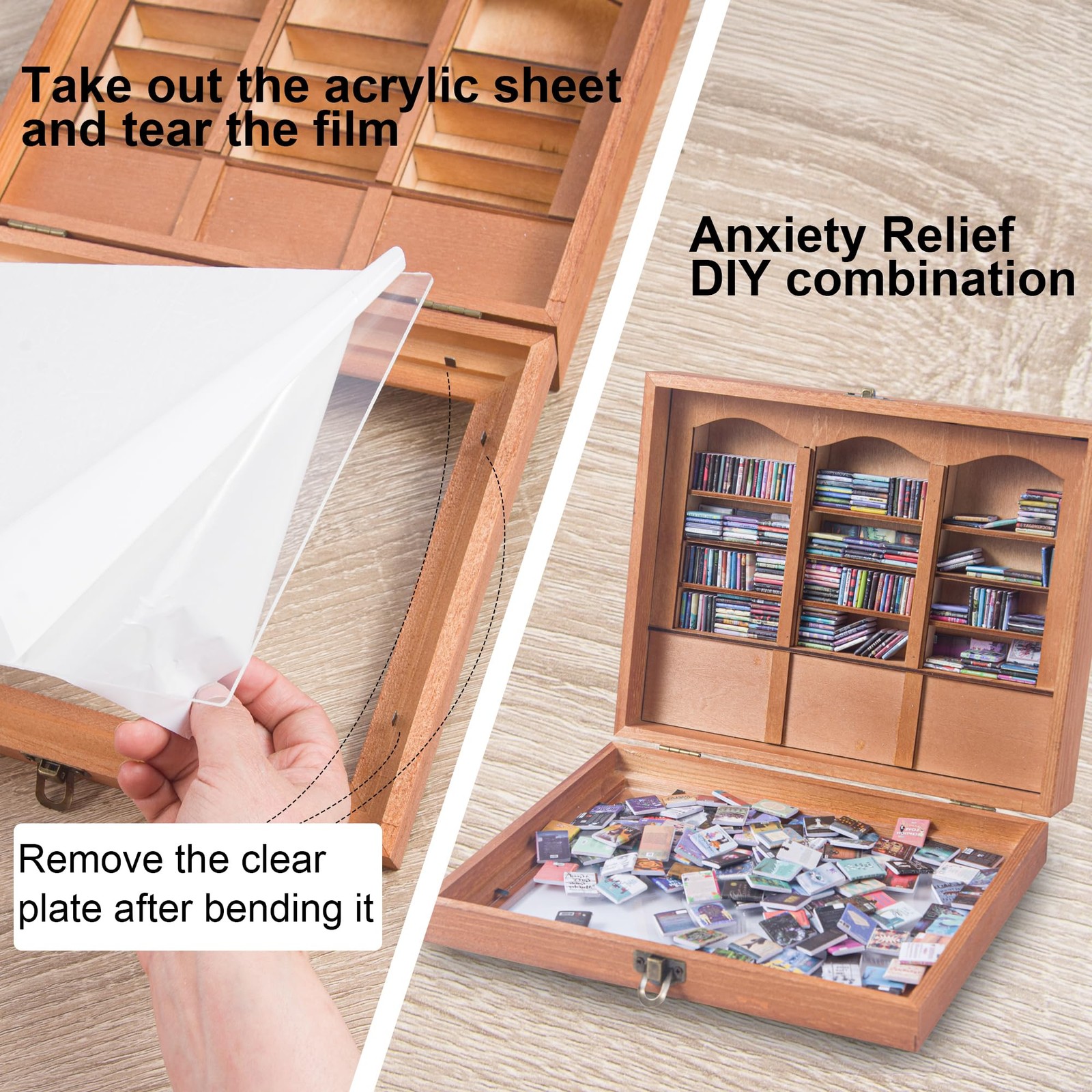 Anxiety Bookshelf Mini Books with 340 Minibooks Portable Bookshelf,-Booksshel…