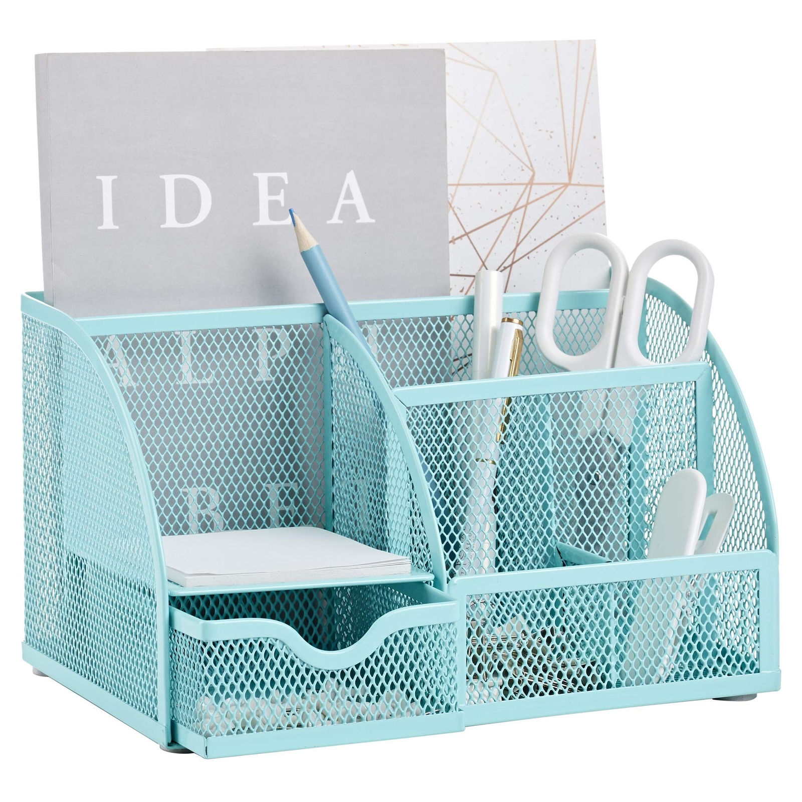 Annova Mesh Desk Organizer Office with 7 Compartments + Drawer/Desk Tidy Cand…