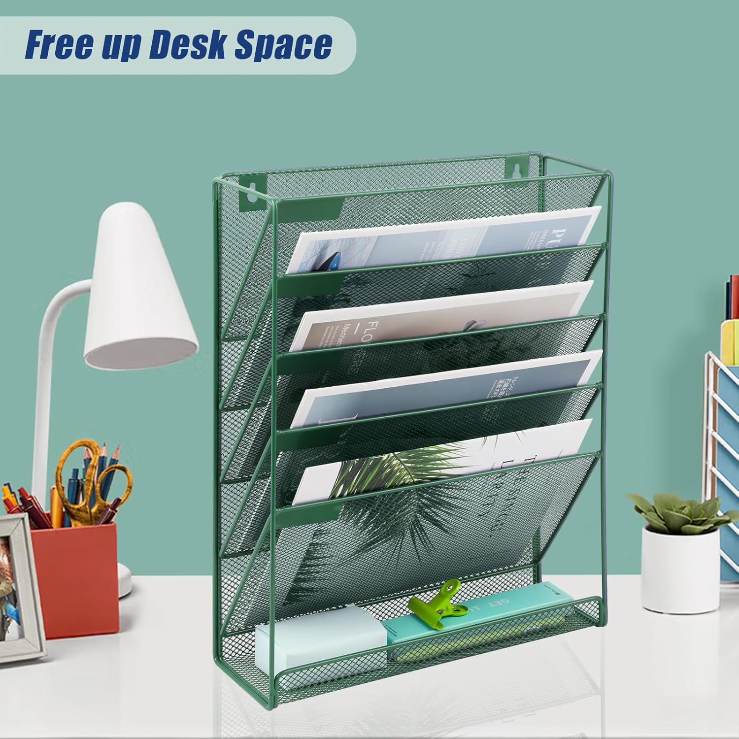 Desk File Organizer Mesh 6-Tier, Hanging Wall Mount Document Organization Stand,