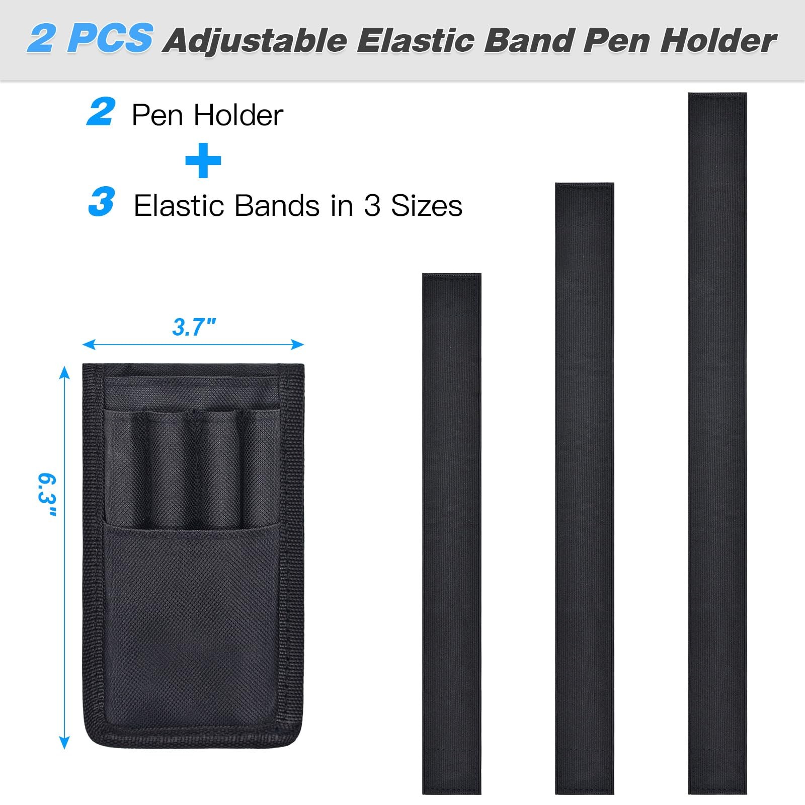 KATOLK 2 Pcs Pen Holder for Notebook, 3 Adjustable Elastic Bands with 2 Penci…