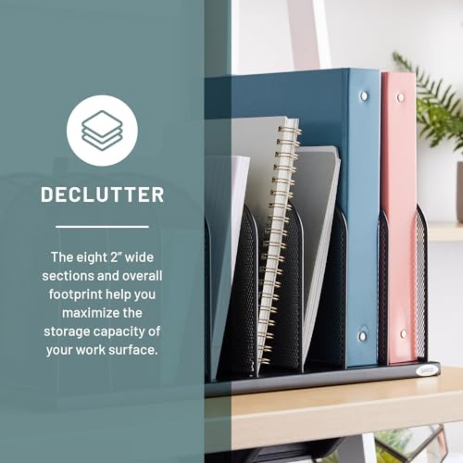 Onyx Desk Organizer, 8 Side by Side Vertical Compartments, Office and Classro…