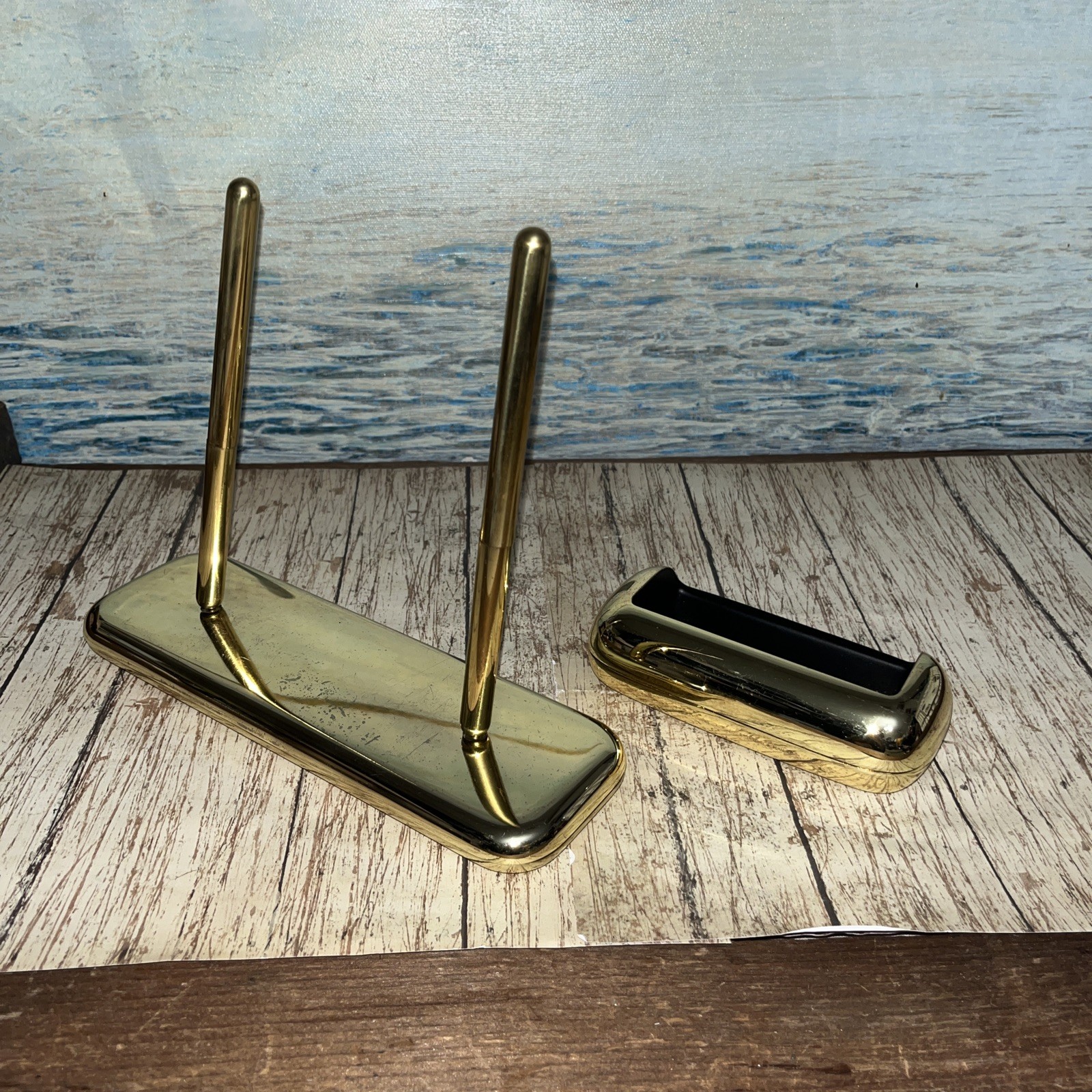 Eldon Emphasis 6000 Office VTG Gold ToneNote Pad Tray Paperclip & PenHolder 1998