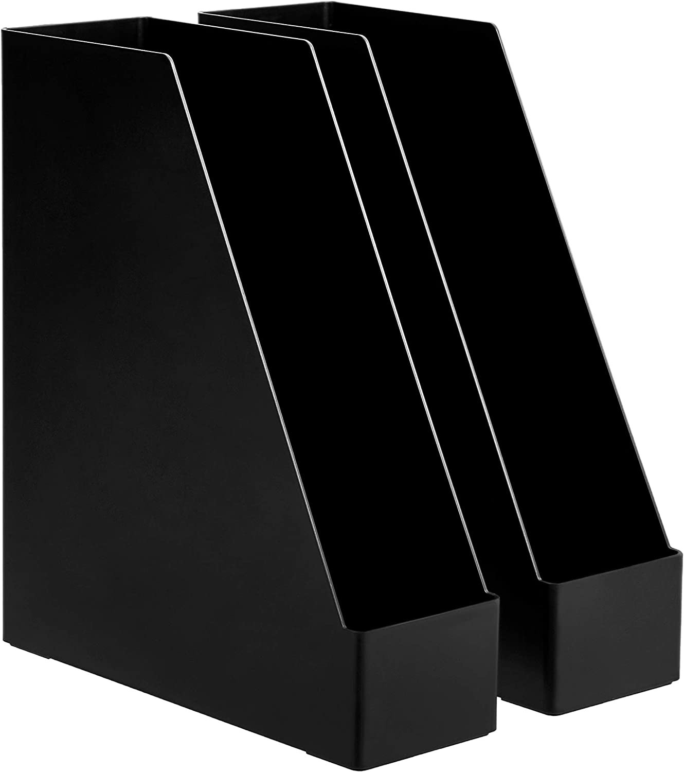 Plastic Desk Organizer – Vertical Magazine and File Holder, Black, 2-Pack