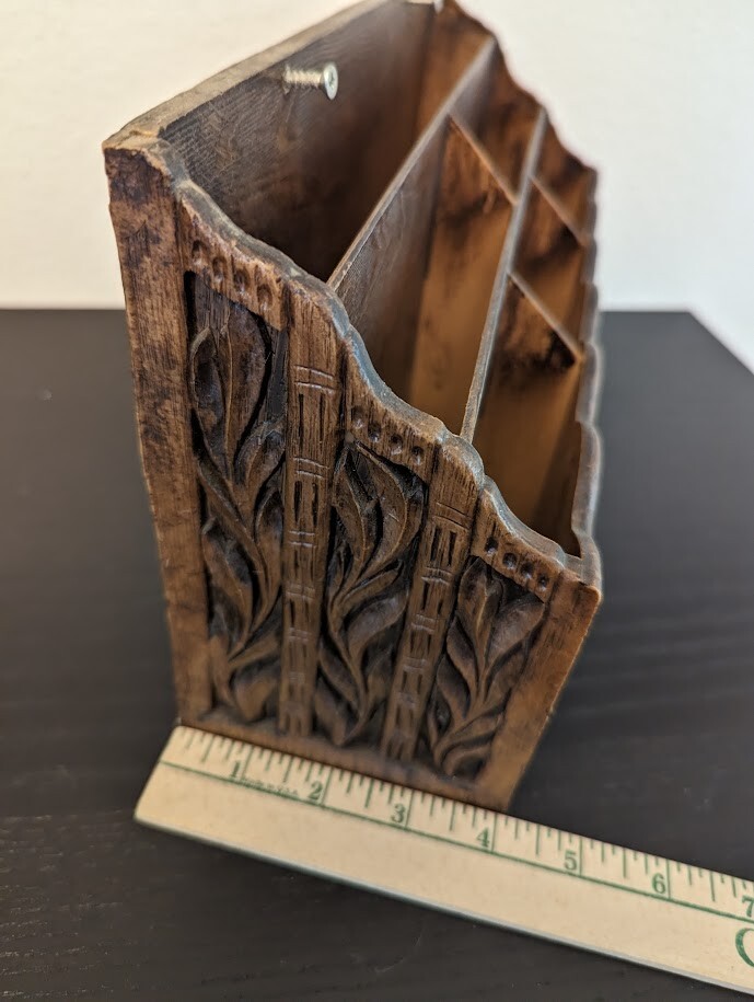 Vtg Desk Top Letter Mail File Holder Organizer Lerner Faux Wood Mid Century VGC