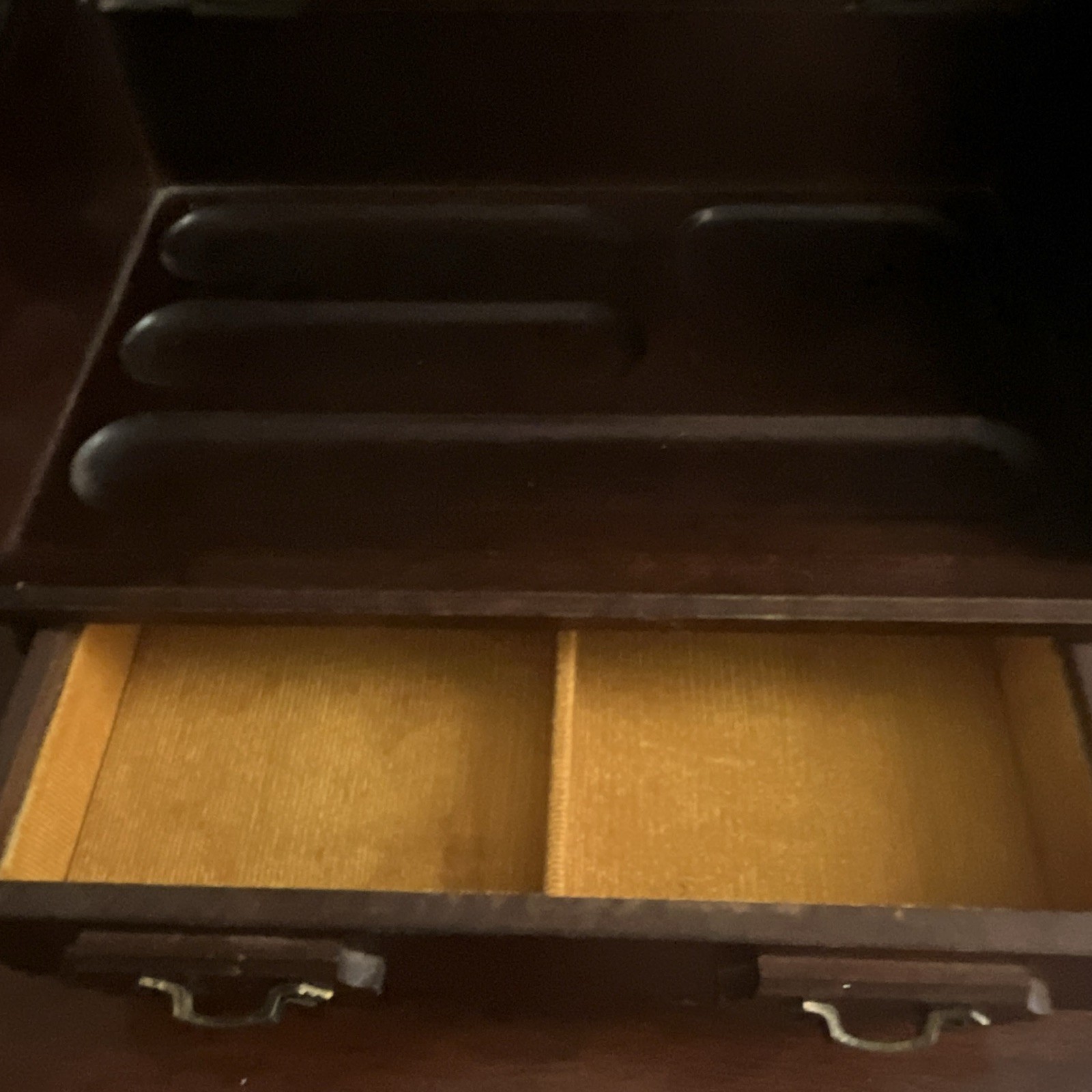 London Leather Wood Roll Top Desktop Organizer with Drawers
