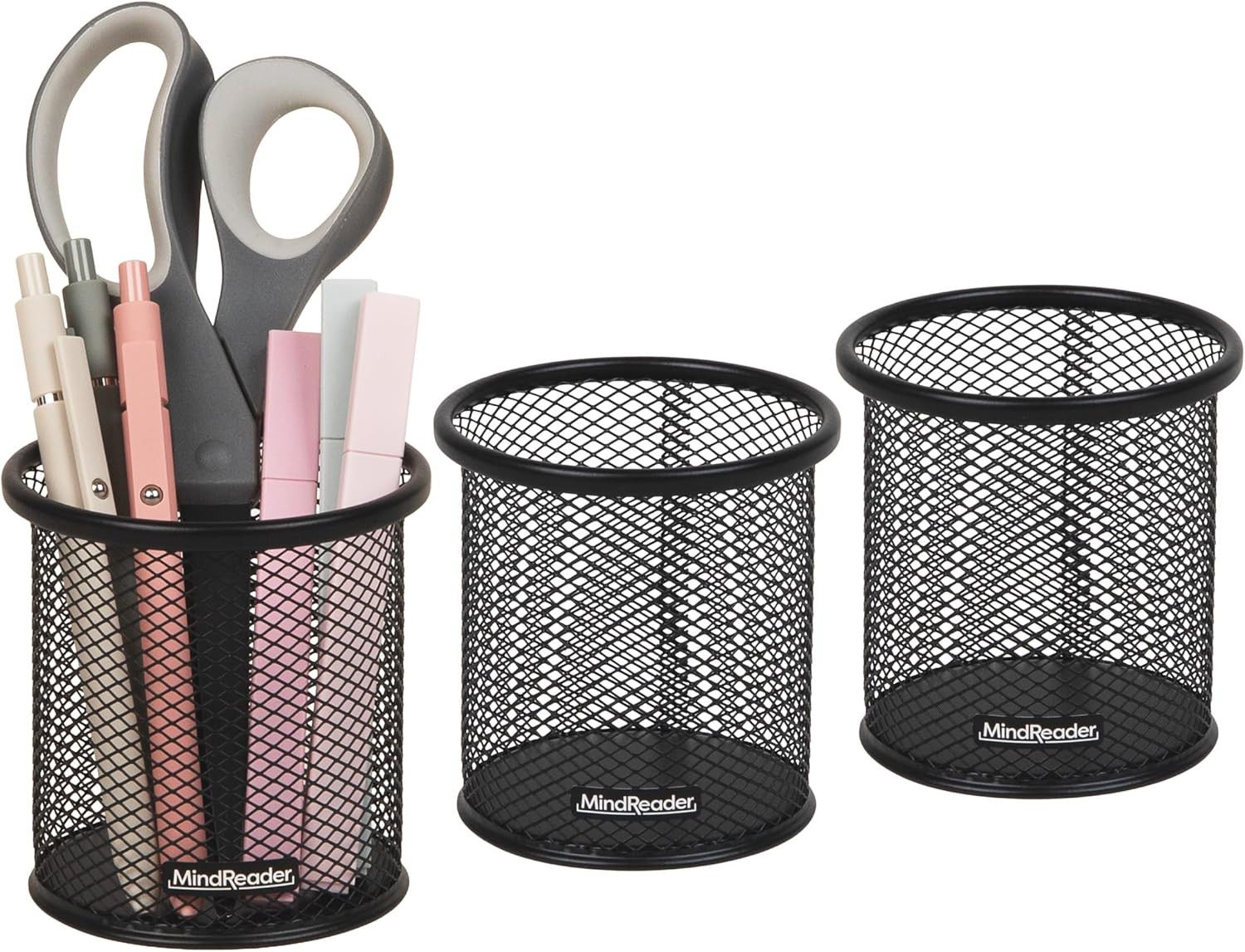 Pen and Accessories Holder, Desktop Organizer, Office, Metal Mesh, 3.5″L X 3.5″W
