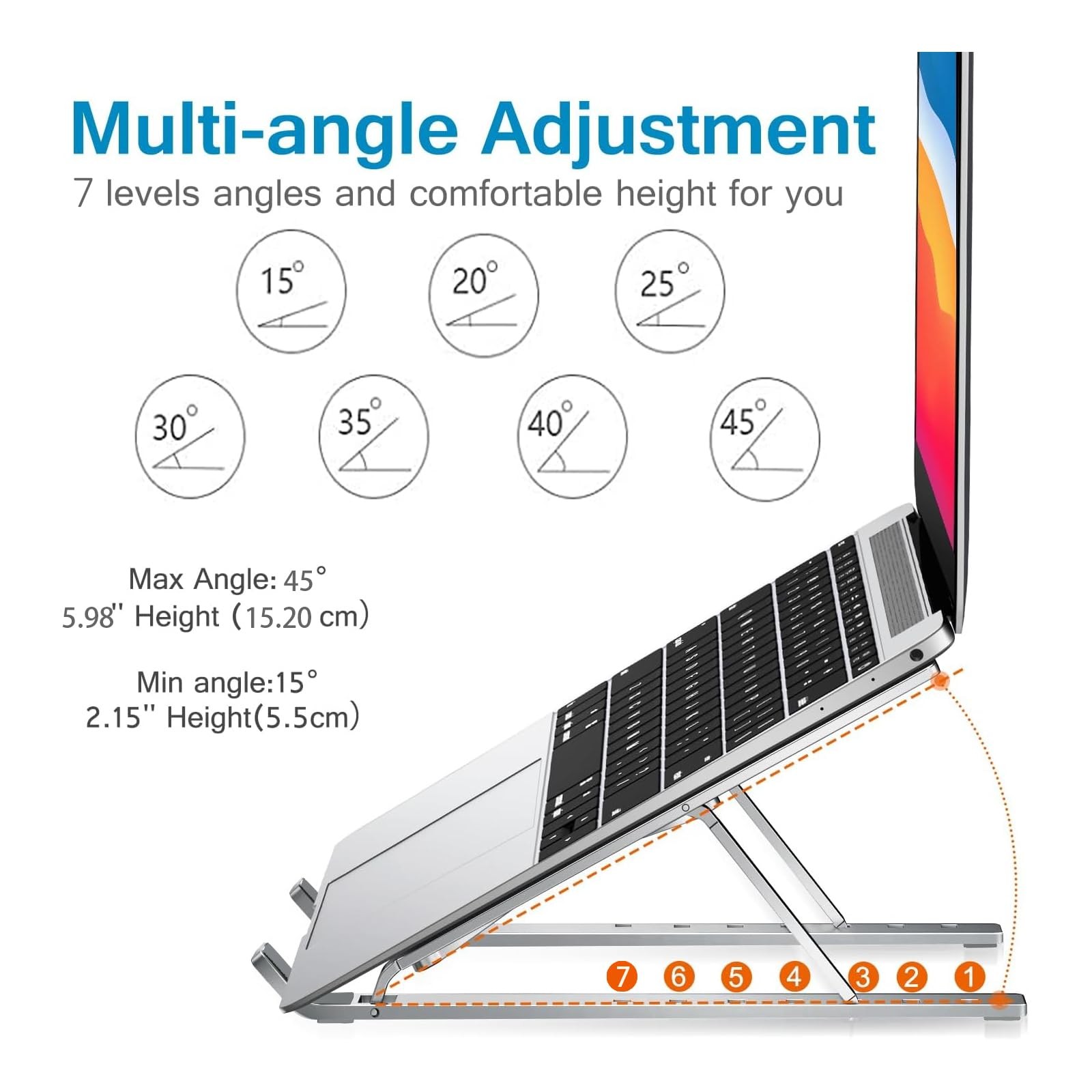 GcwJovialite Ergonomic 7-Levels Angles Adjustable Laptop 10-17Inch, Black