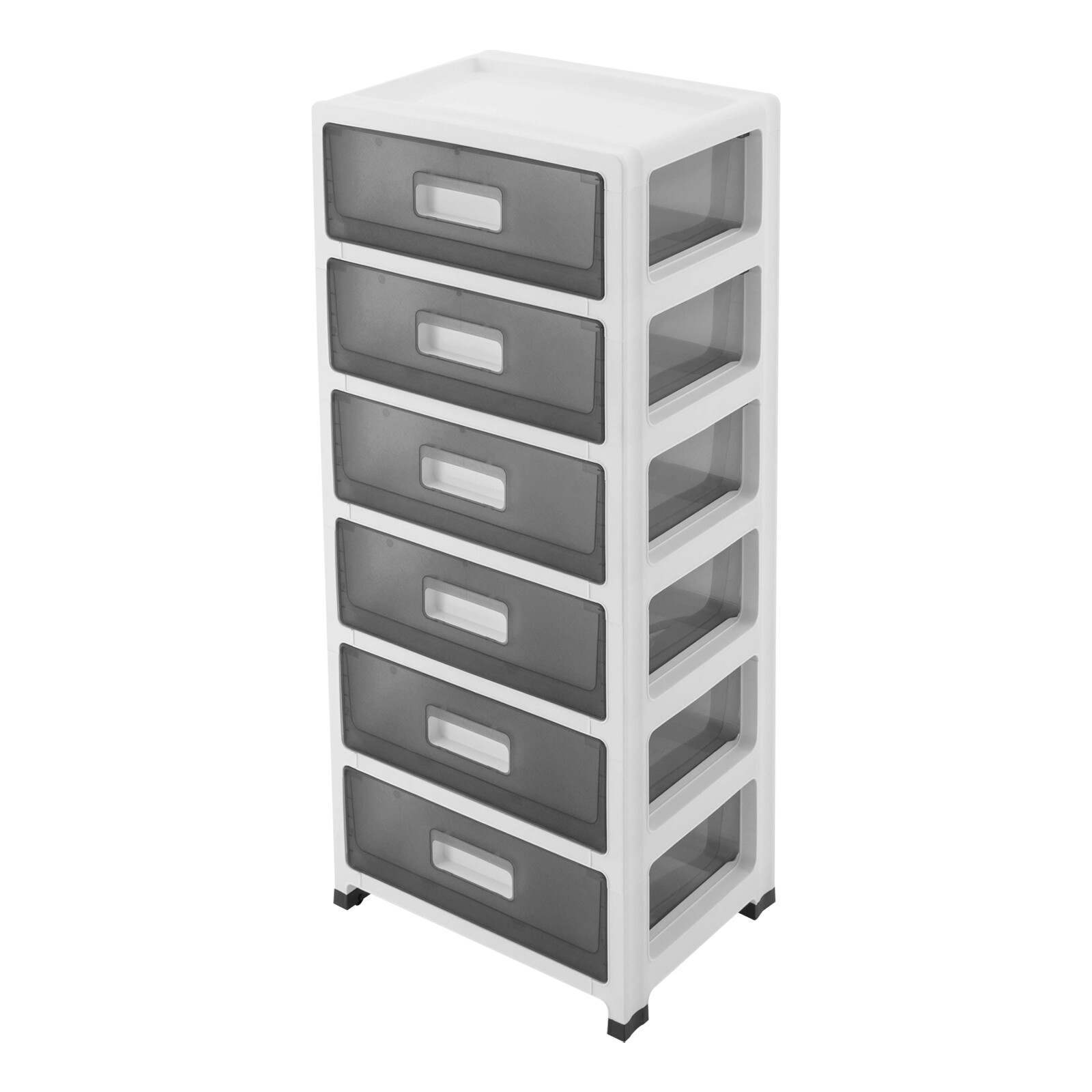 Large 6-Drawer Desktop Organizer with Open Tray Top, for Desk Organizer, Black