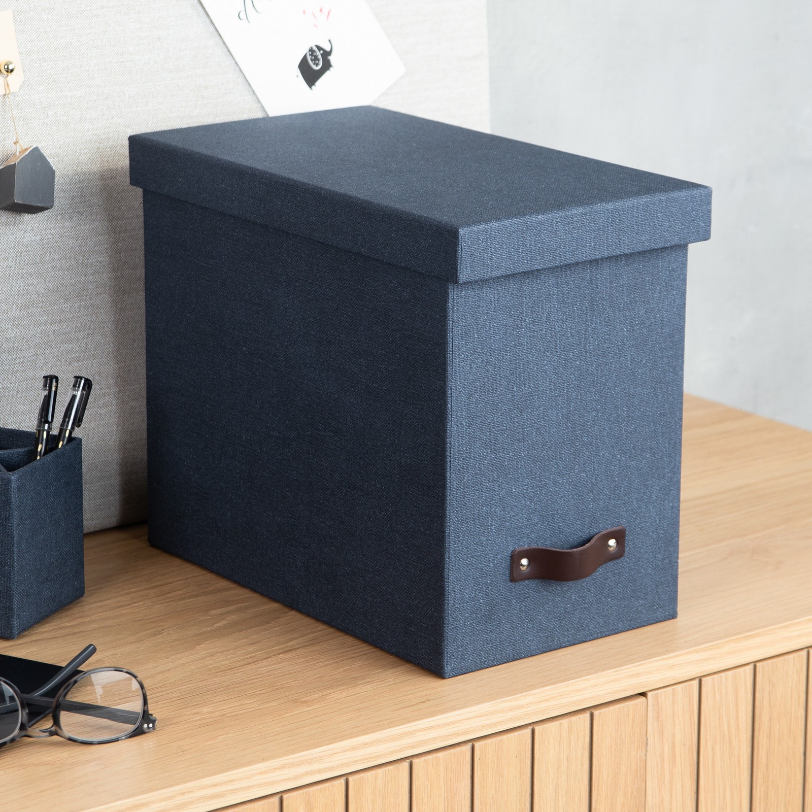 Bigso John Desktop File Box – File Storage Box for Paperwork – Blue