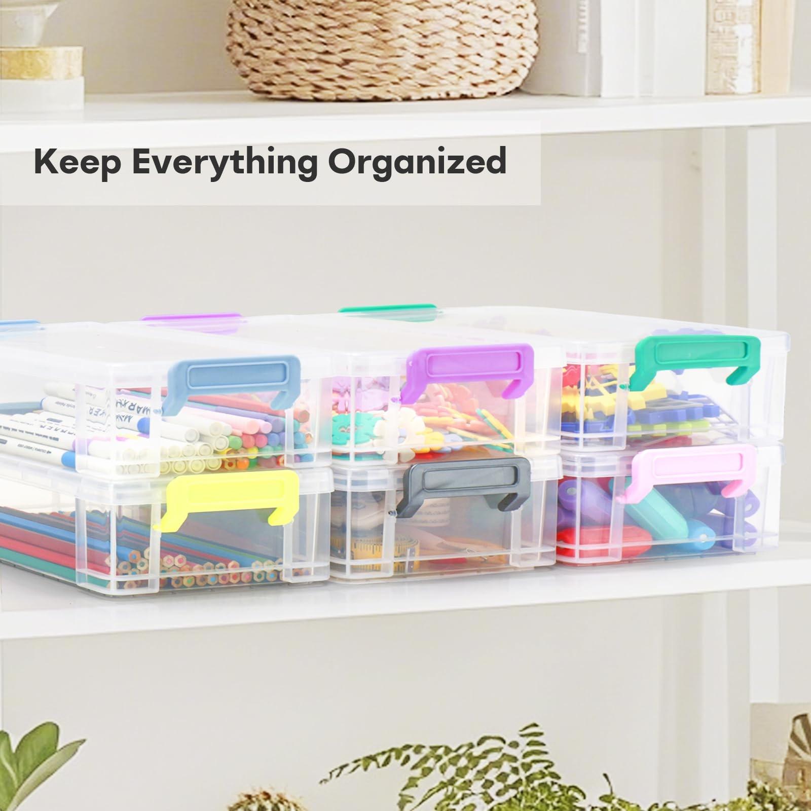 Extra Large Clear Pencil Box for Crayons, Markers, Art Supplies, Plastic Hard…