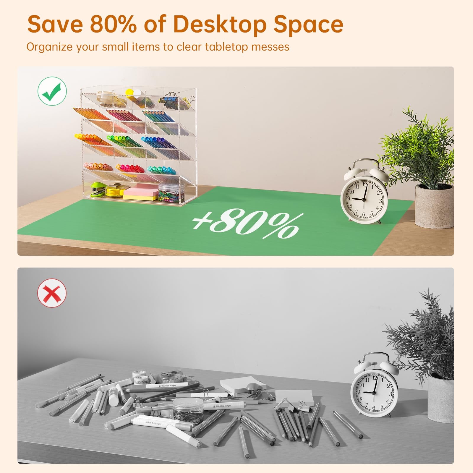 Acrylic Vertical Marker Organizer for 150 Markers with 13 Compartments, Clear…