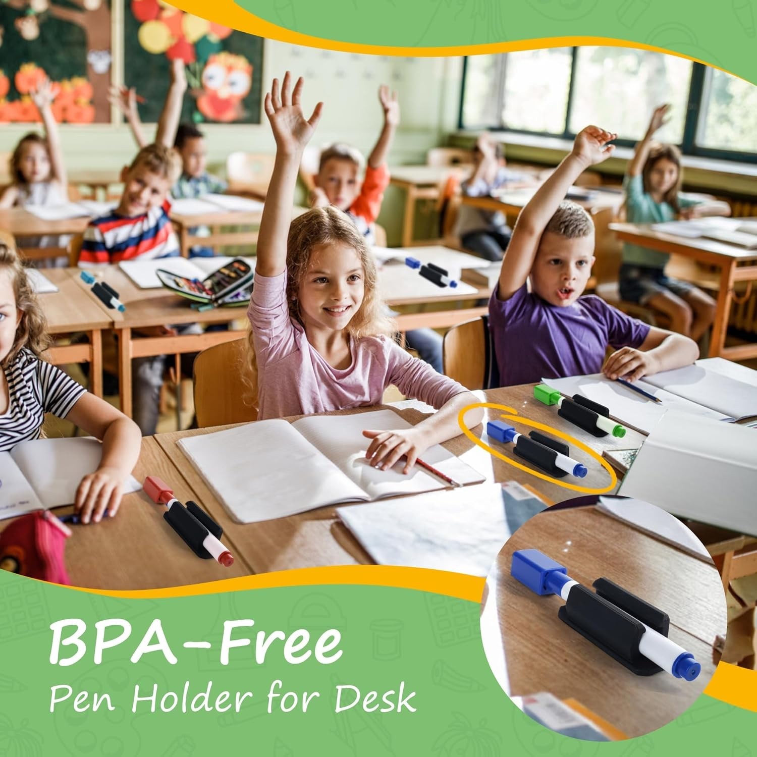 10 PCS Silicone Pen Holder Set: Adhesive & Expandable for Classrooms & Offices