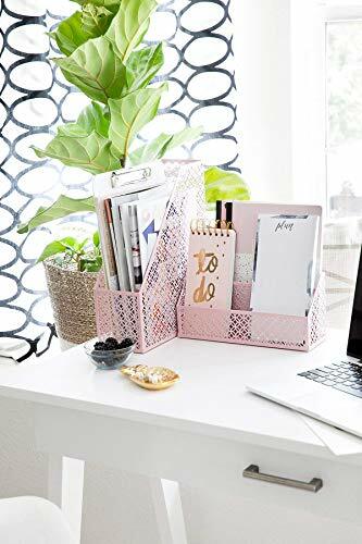 DESK ORGANIZER SET Mail Sorter Sticky Note Holder Pen Cup Pink 6ct BLU MONACO