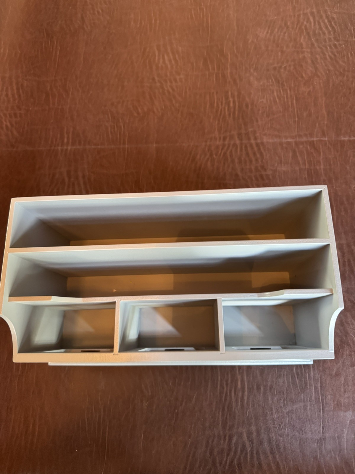Grey wood desk top organizer