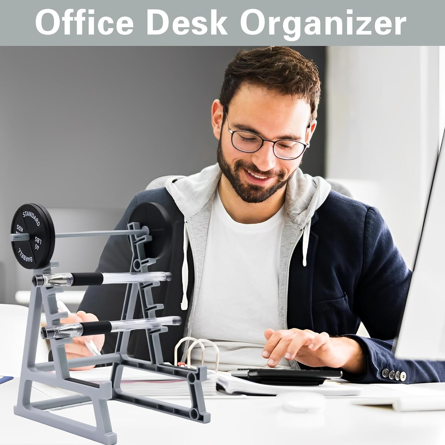 Squat Rack Pen Holder for Desk, Barbell Rack Pen Holder, Gym-Themed Unique Shape