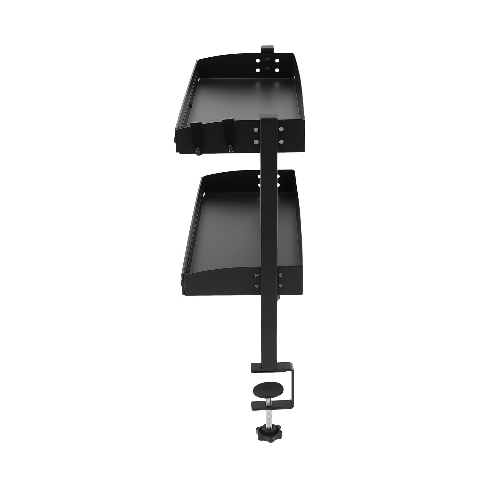 Desktop or Under-Desk Shelf Clamp-on 2-Tier Shelving W/ Adjustable Storage Tray
