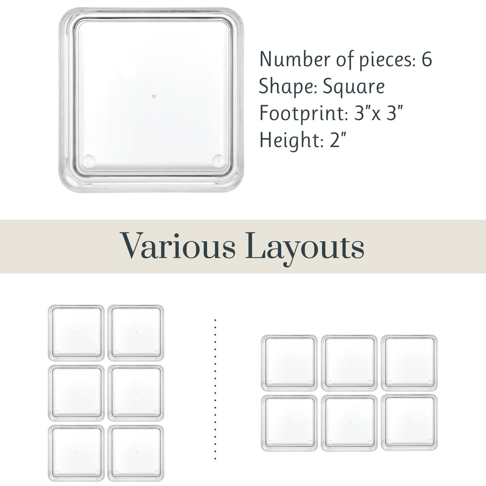 STORi SimpleSort 6-Piece Stackable Clear Drawer 3x3x2″ (Set of 6),