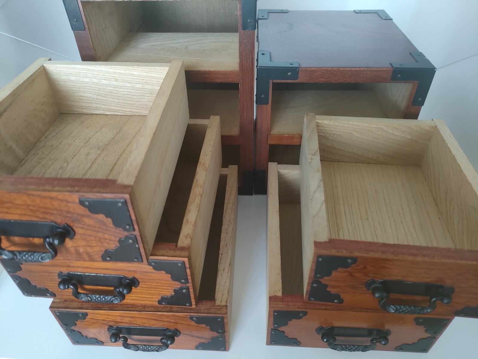 Wood Chest Showa Vintage 2 sets (3 drawers + 2 drawers) Limited Japan