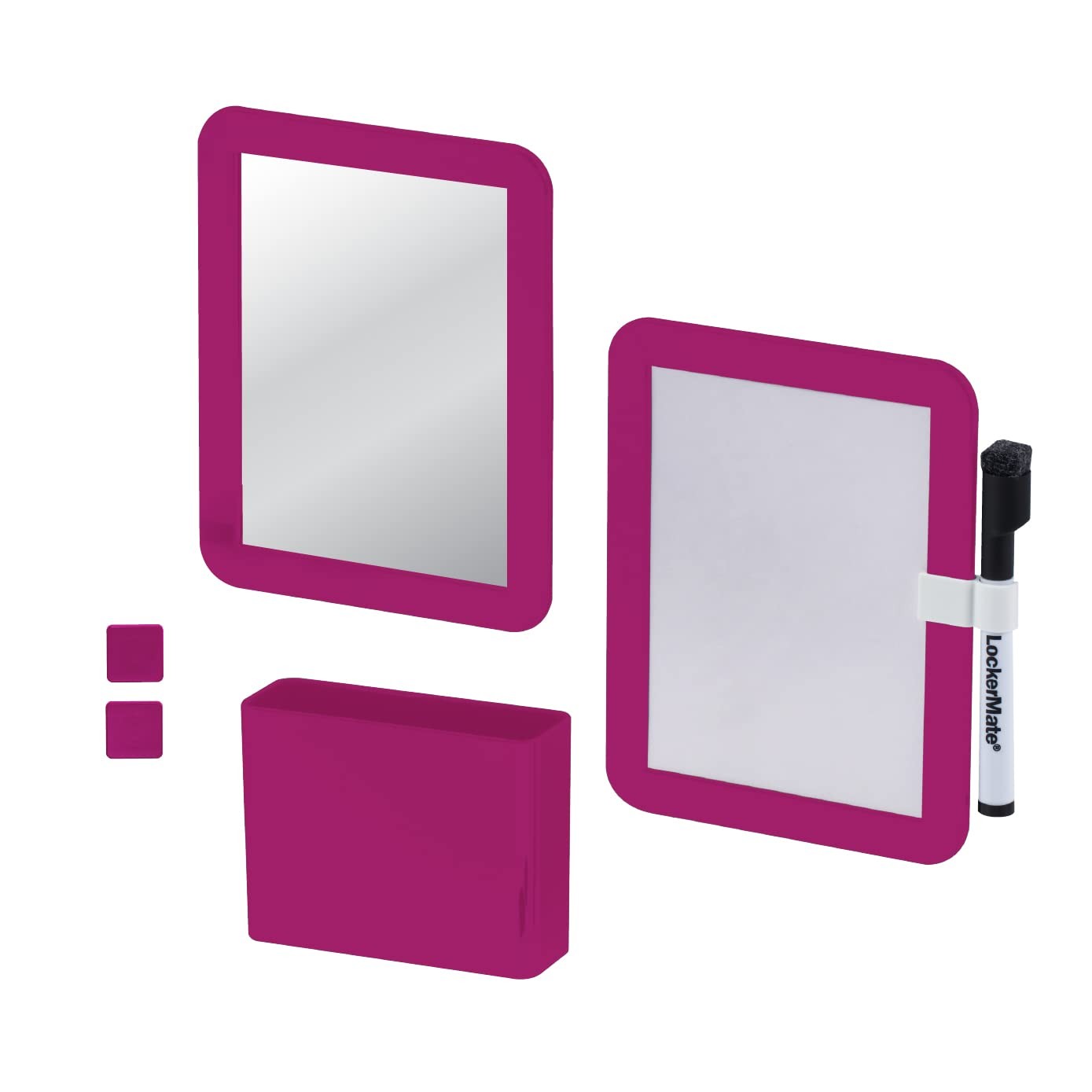 LockerMate 6-Piece Locker Organizer Kit, Includes Mirror, Small, Pink