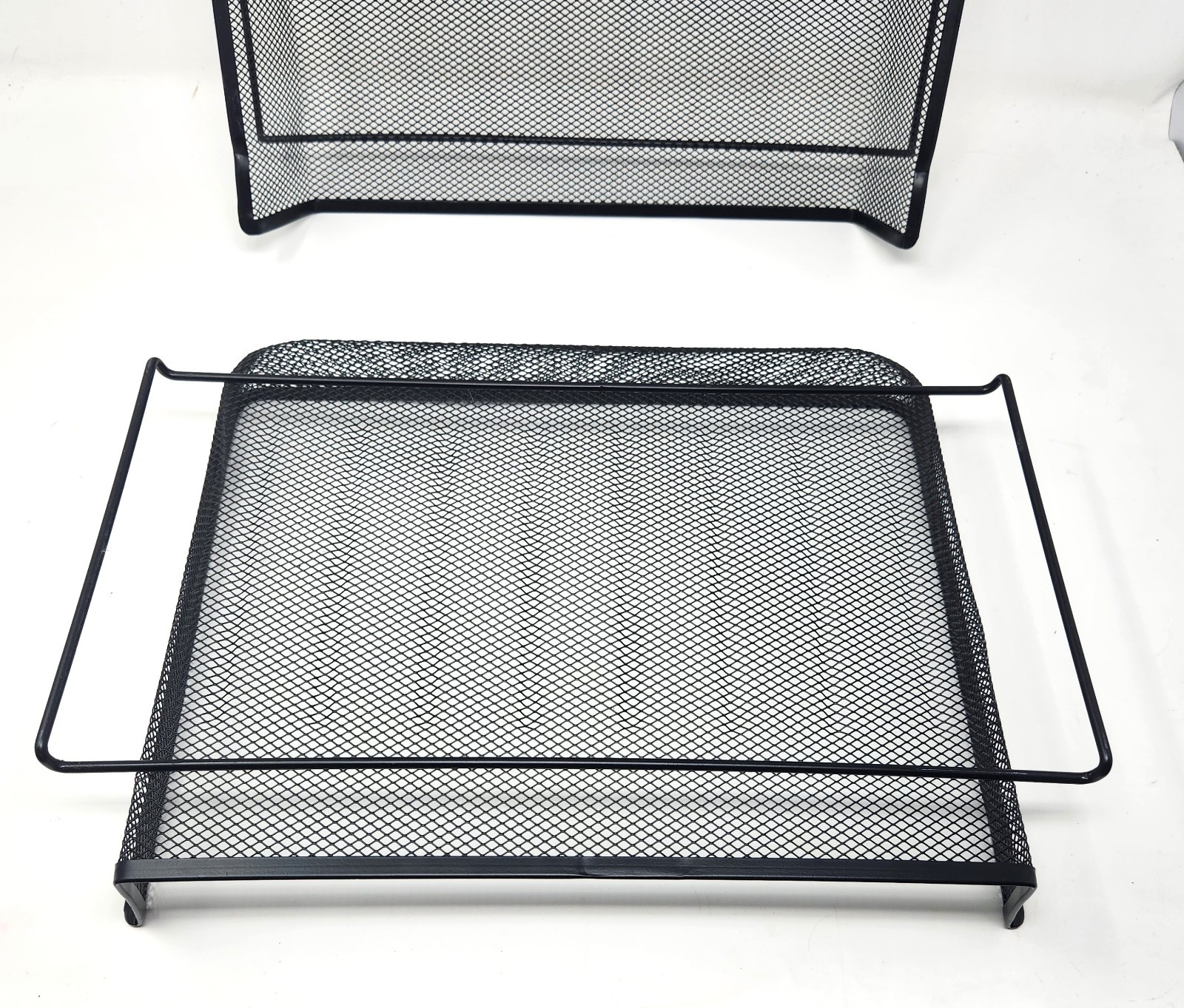 2 Pack Stackable Metal Mesh File Holder Trays Document Holder, Desktop In Basket