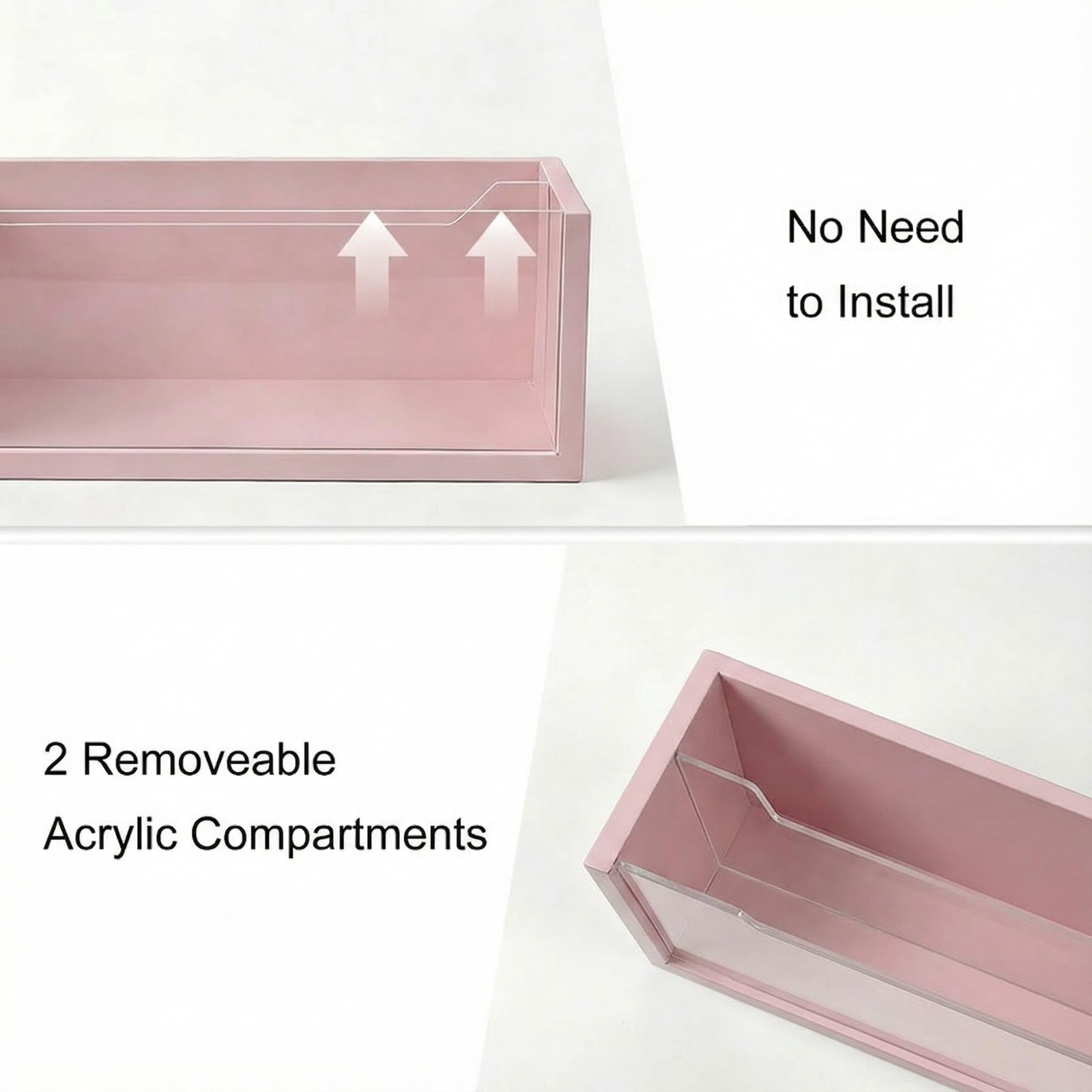 Pink Mail Organizer Clear Acrylic Divider Desk Wall Mount Paper Sorter Decor