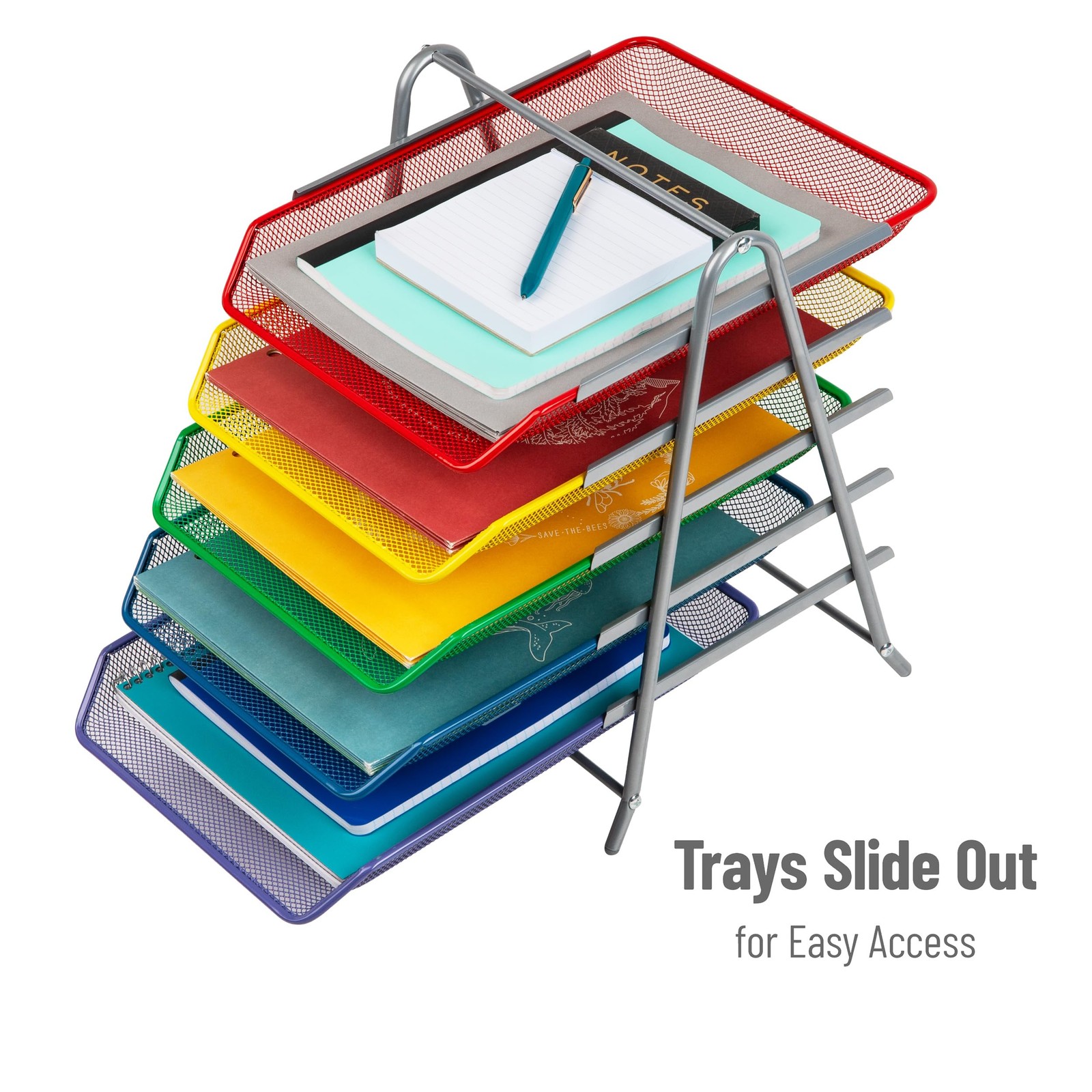 Mind Reader 5-Tier Paper Tray Organizer Multicolor Trays Classroom File