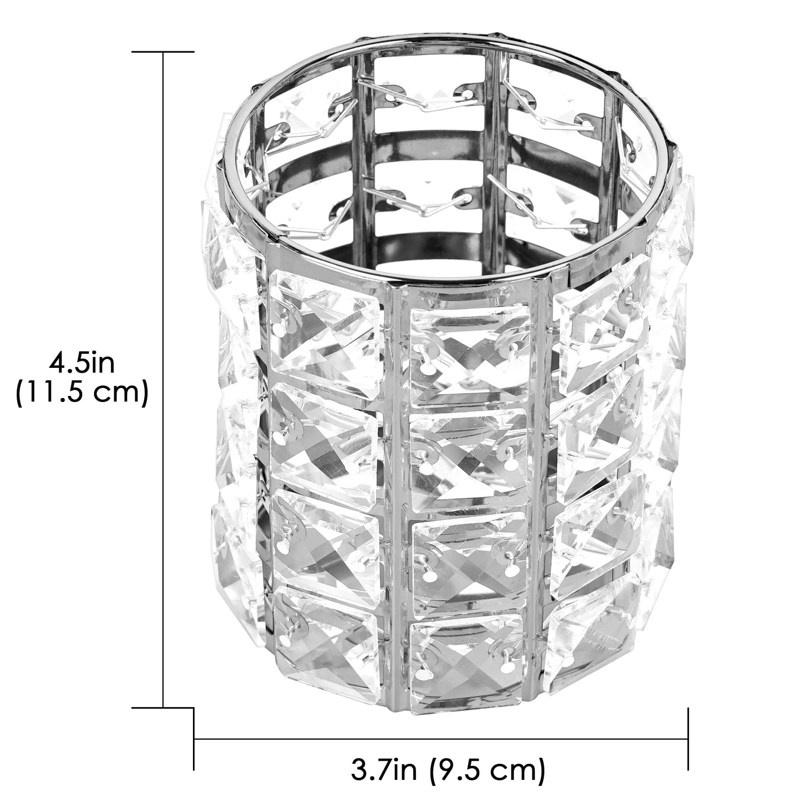 Crystal Pen Holder, Silver