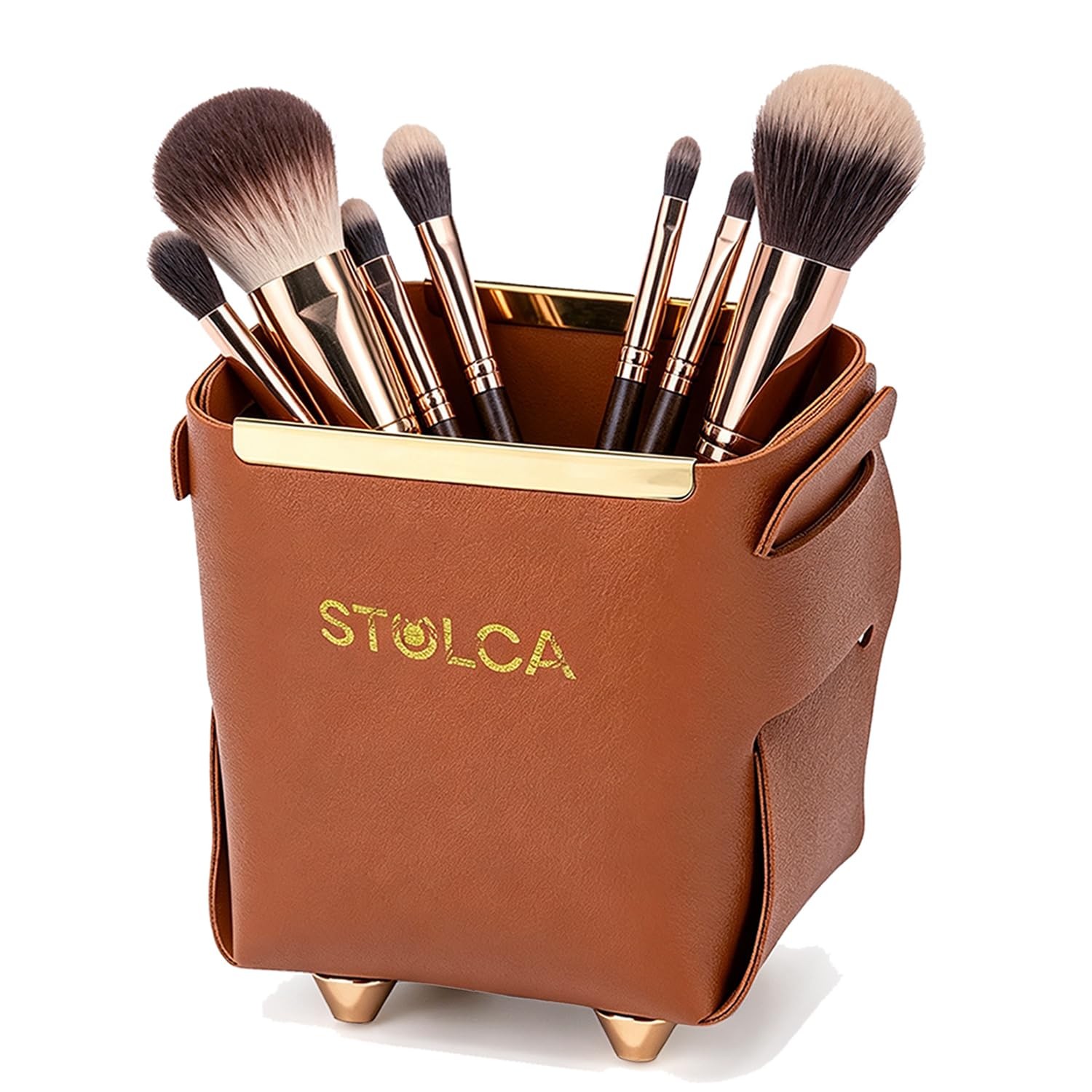 Pen Pencil Holder for Desk,Makeup Brush Holder Organizer for Desk, Brown Vega…