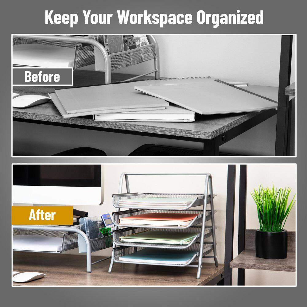11.75 In. L X 13.75 In. W X 12.5 In. H 4-Tier Paper Tray, Desktop Organizer, Fil