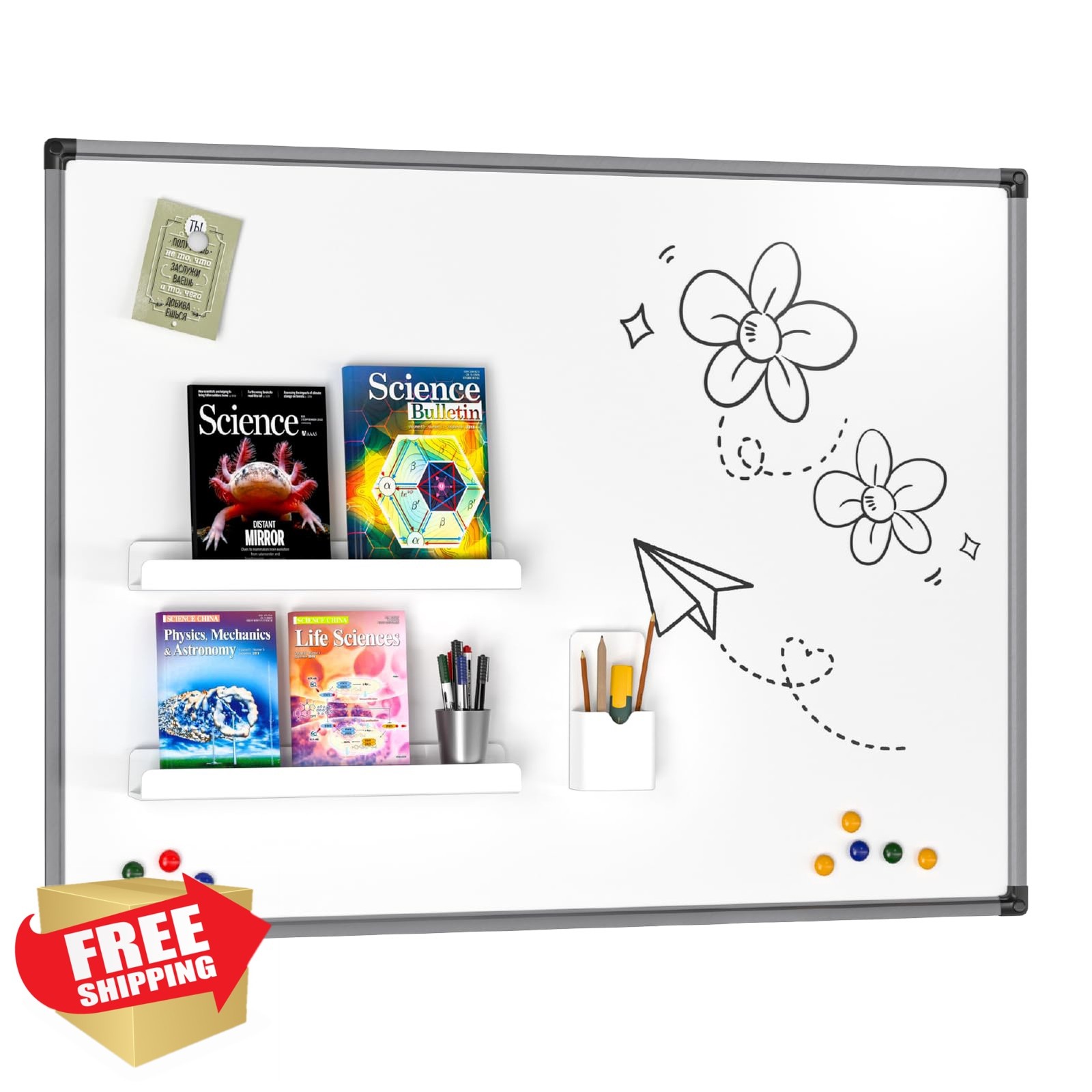 FUCDTEFC 2 Magnetic Shelf Pen Holder White