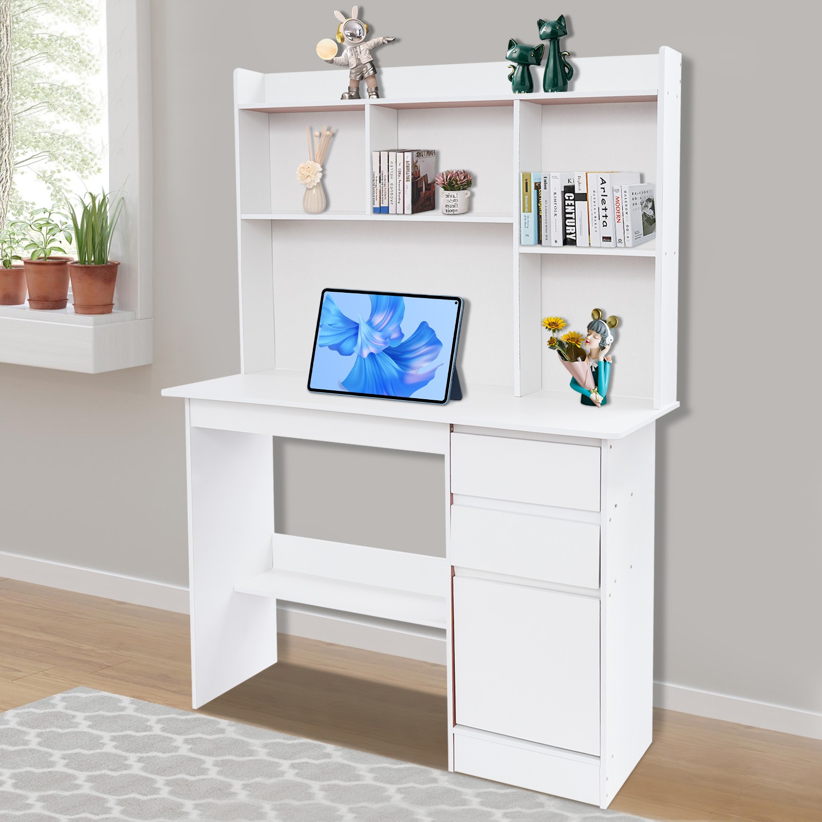 Home Office Desk, Modern Computer Desk, Rectangular Wood Office Desk
