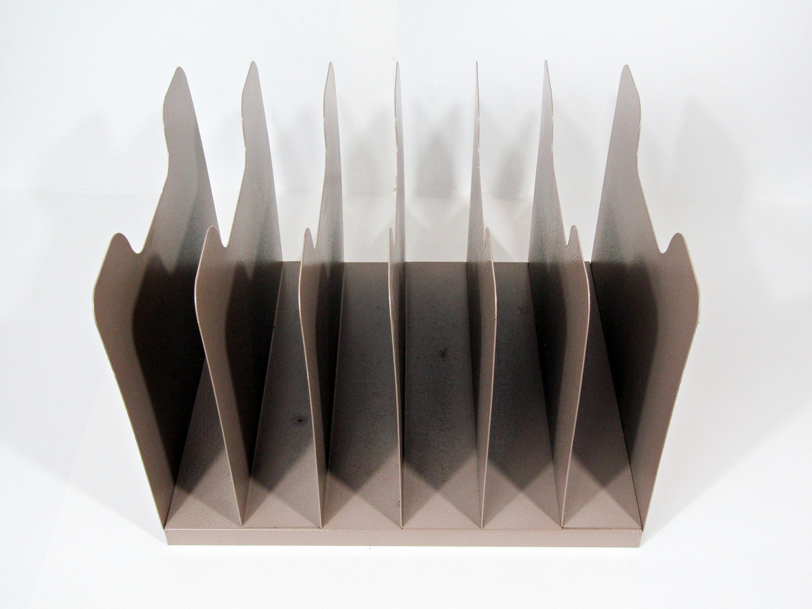 Vintage Wall-Mount Steel Letter File Organizer – 7-Tier Taupe Desk/Office