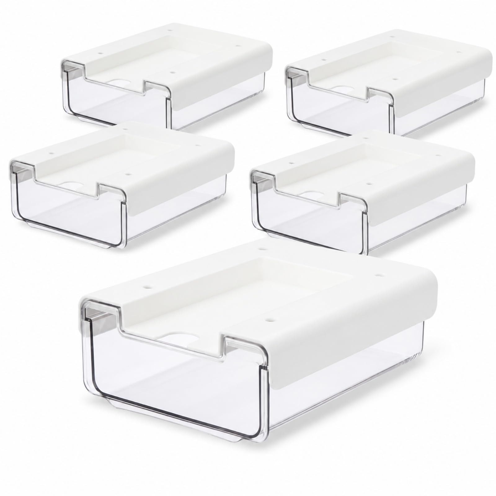 RHBLME 5 Pack Under Desk Drawer, Shelf Drawers Slide Out Transparent