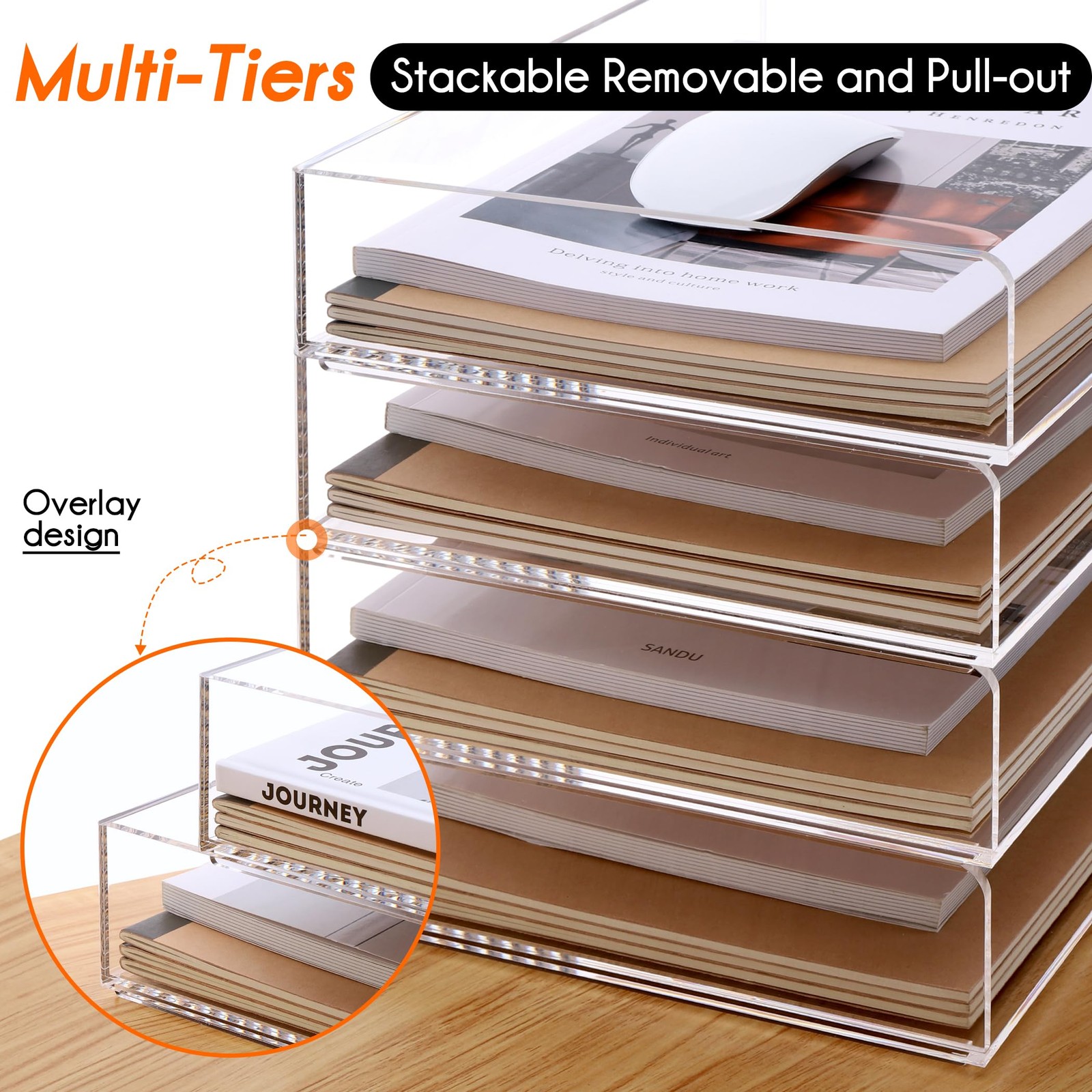 Paper Organizer, 2 Tier Stackable A4 Size Acrylic Letter Tray, Office/Home/Sc…