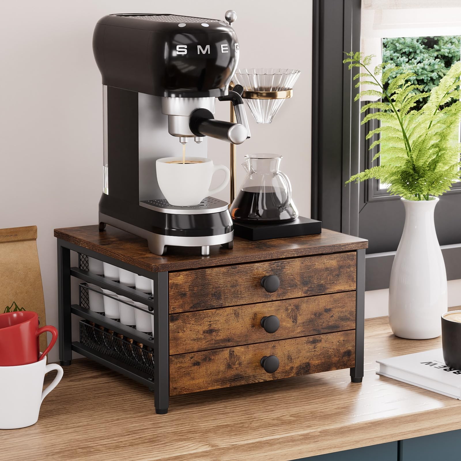 Coffee Pod Holder for 13.39 inches x 12.2 x 9.06 inches, Brown