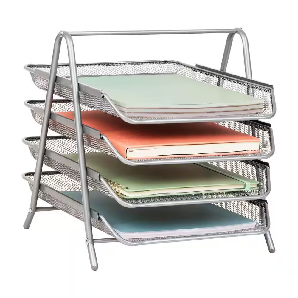 11.75 In. L X 13.75 In. W X 12.5 In. H 4-Tier Paper Tray, Desktop Organizer, Fil