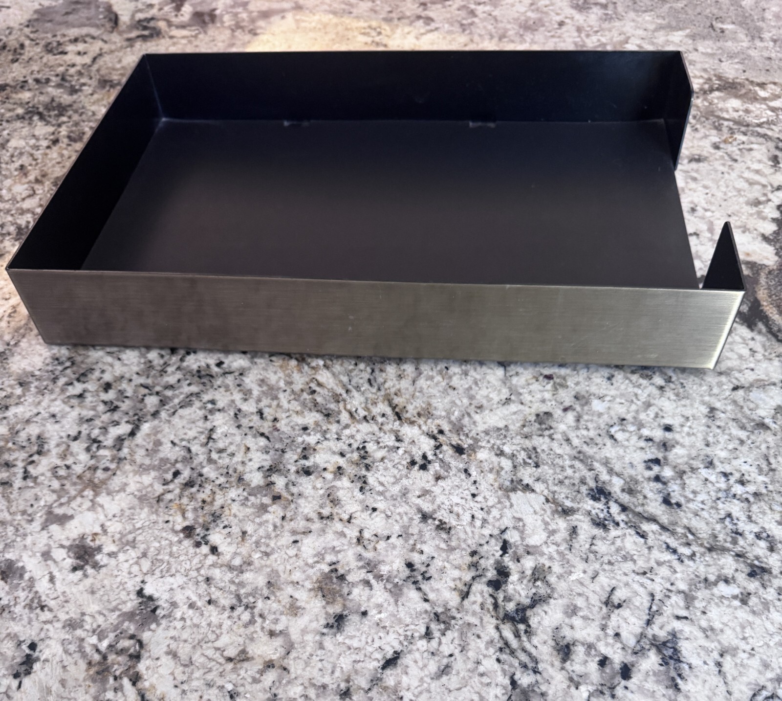 Vintage Smokador Office Letter Tray Organizer Brushed Brass 1970’s 15″x10.5″x2″