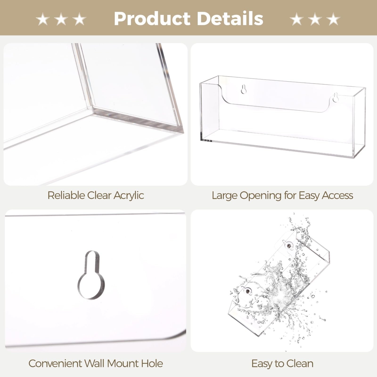 Clear Acrylic Mail Holder Box Desk Countertop Wall Mount Letter Organizer