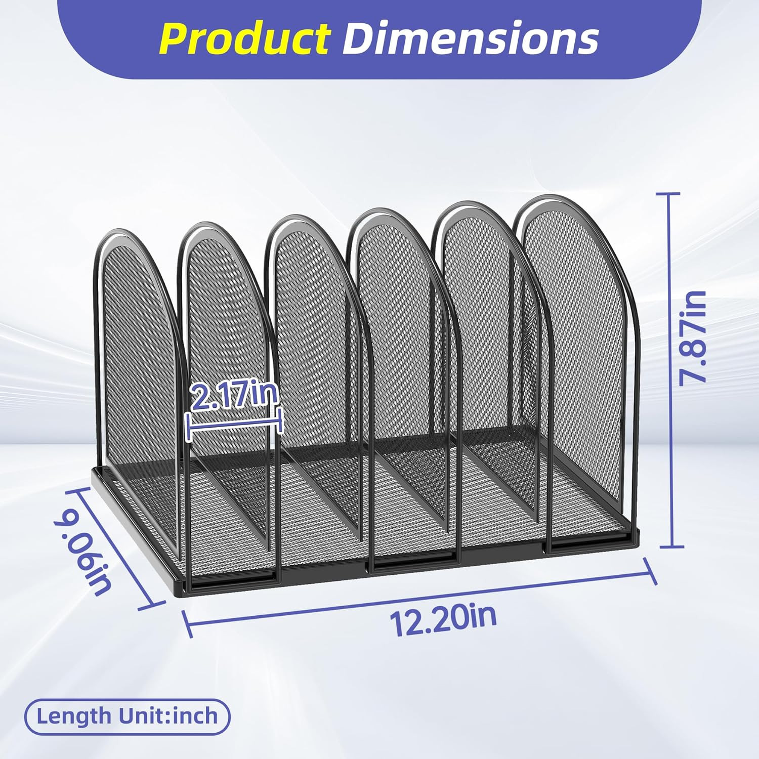 File Organizer for Desk, 5-Section Mesh Desk Organizer, Vertical File