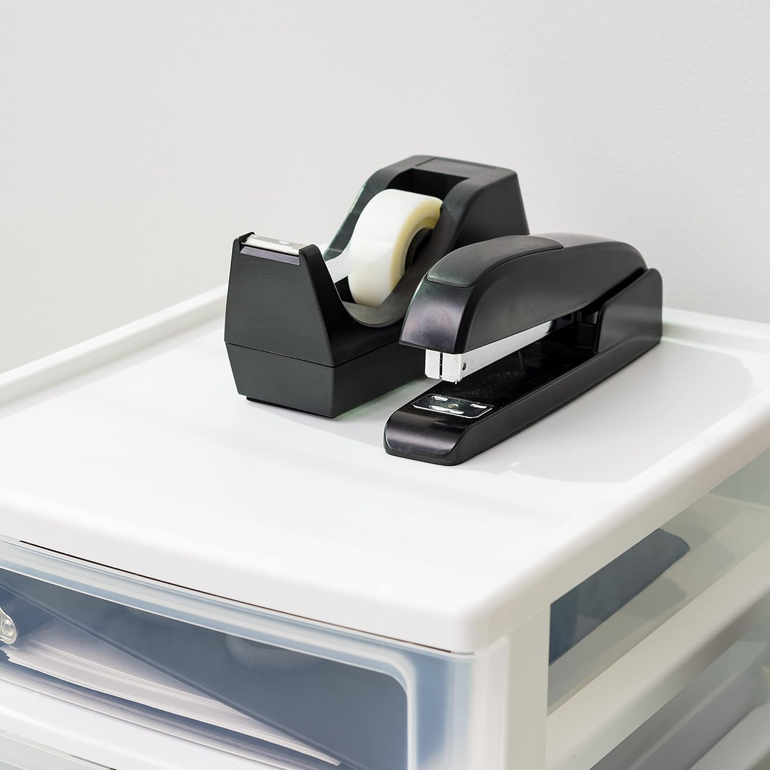 2pcs Medium 3-Drawer Desktop Organizer w/ Open Tray Top, Plastic Drawer Storage