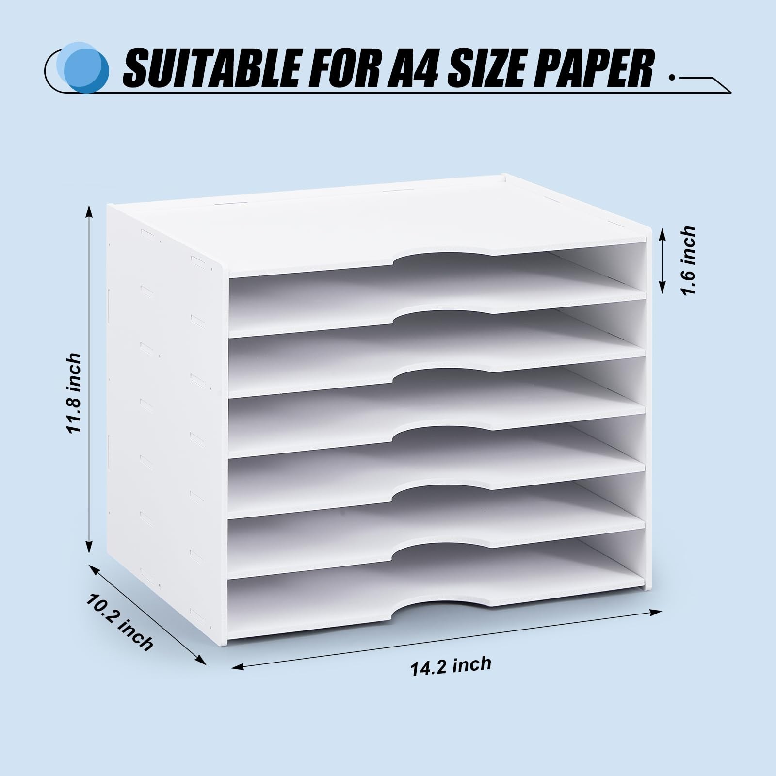 7 Tier Scrapbook Paper Tray Stackable Desk File Organizer 14.2×10.2×11.8 In
