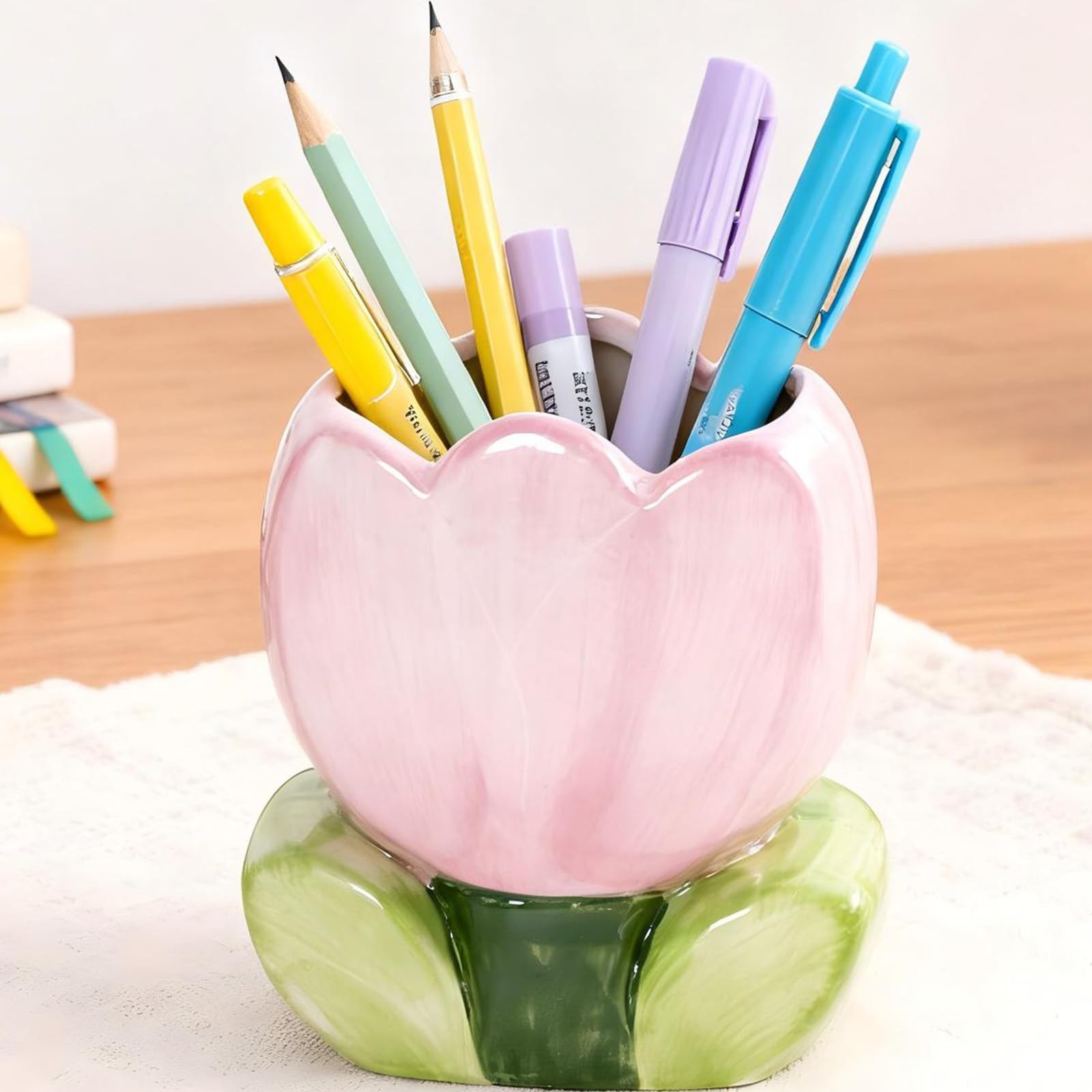 Purple Pencil Holder Cute Toothbrush Holder Pen Holder for Desk Tulips Vase D…