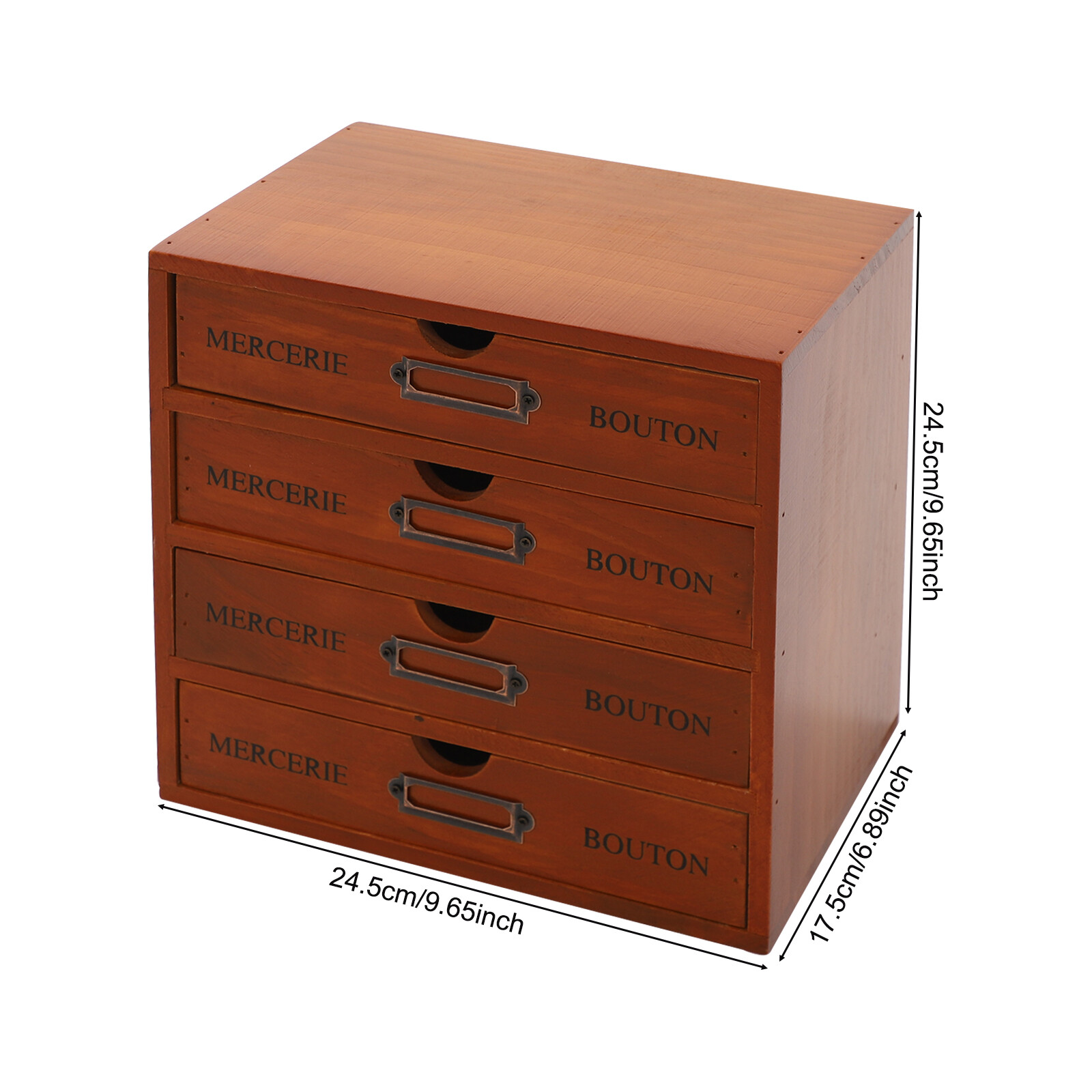 Desk Organizer with 4 Drawers, Vintage Wooden Storage Box Drawer Organizer NEW