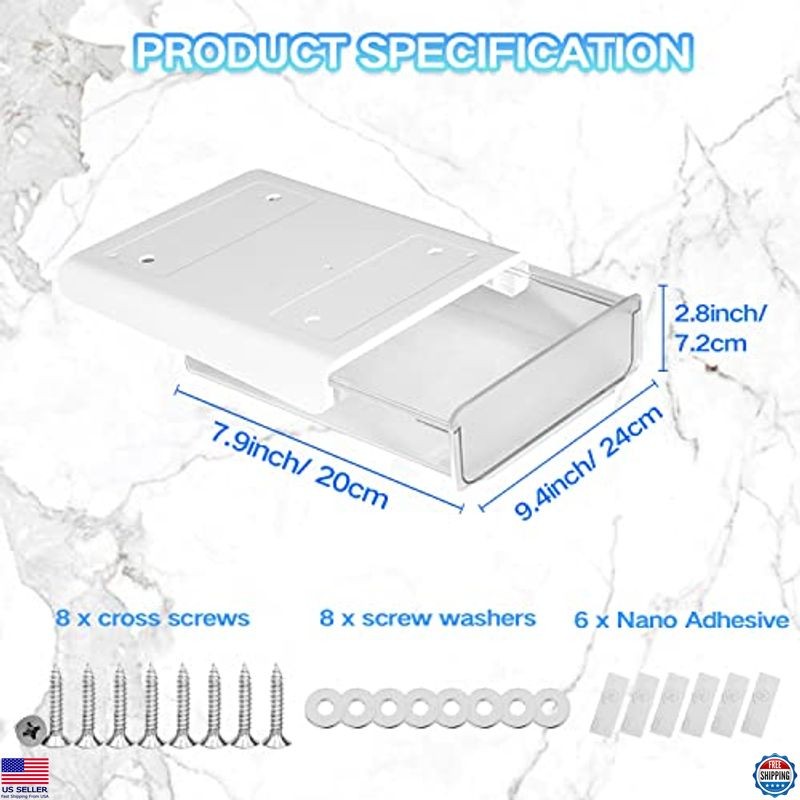 2 Pack Self-Adhesive Under Desk Drawer Organizer – Large White Slide-Out Trays